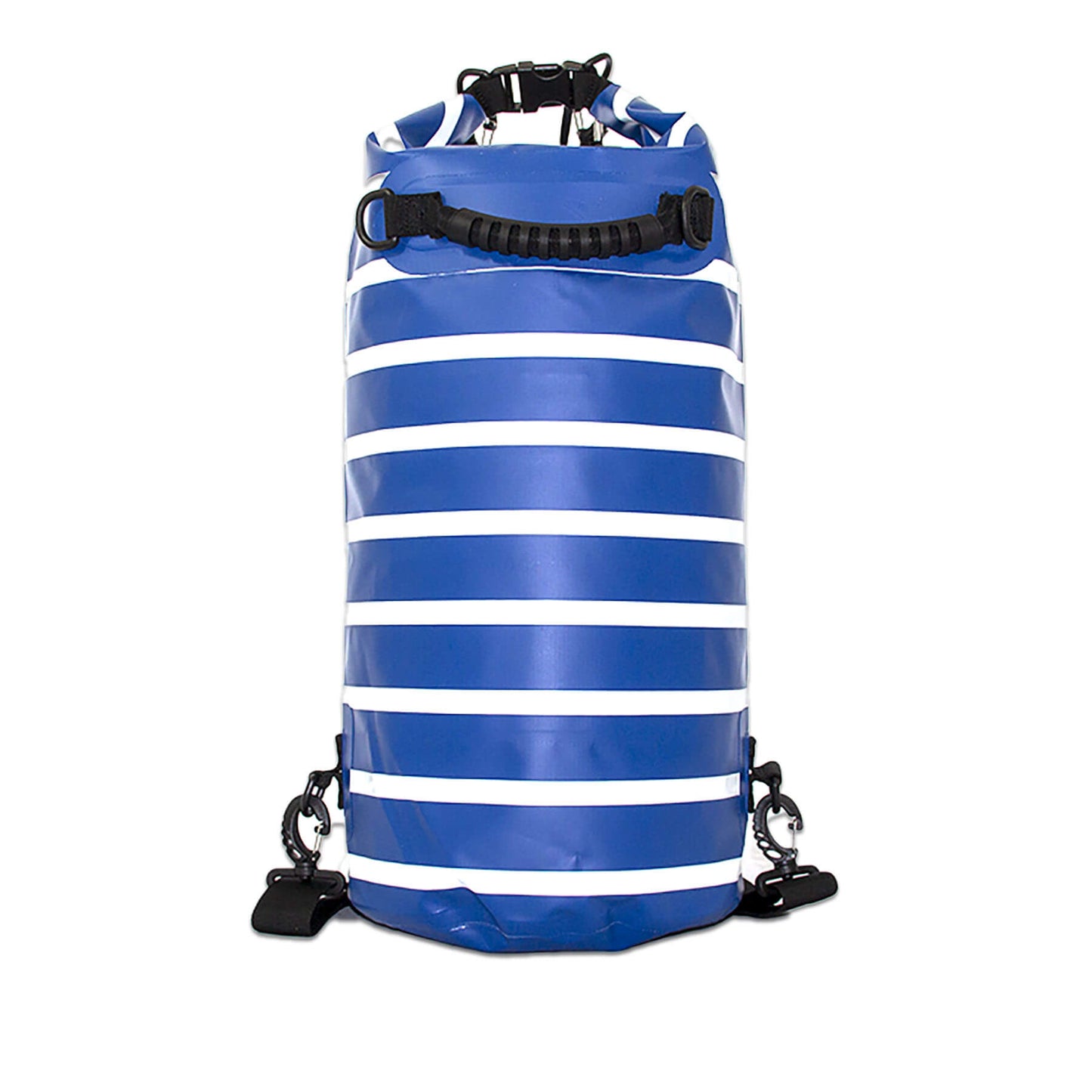 best dry bag backpack in a nautical design of blue and white stripes by salty kit