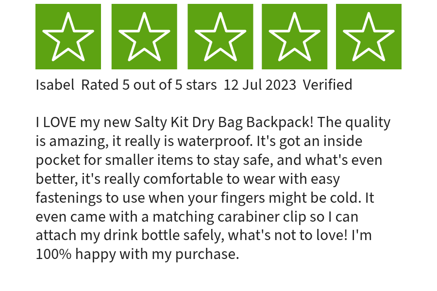 trustpilot review from a hiker 