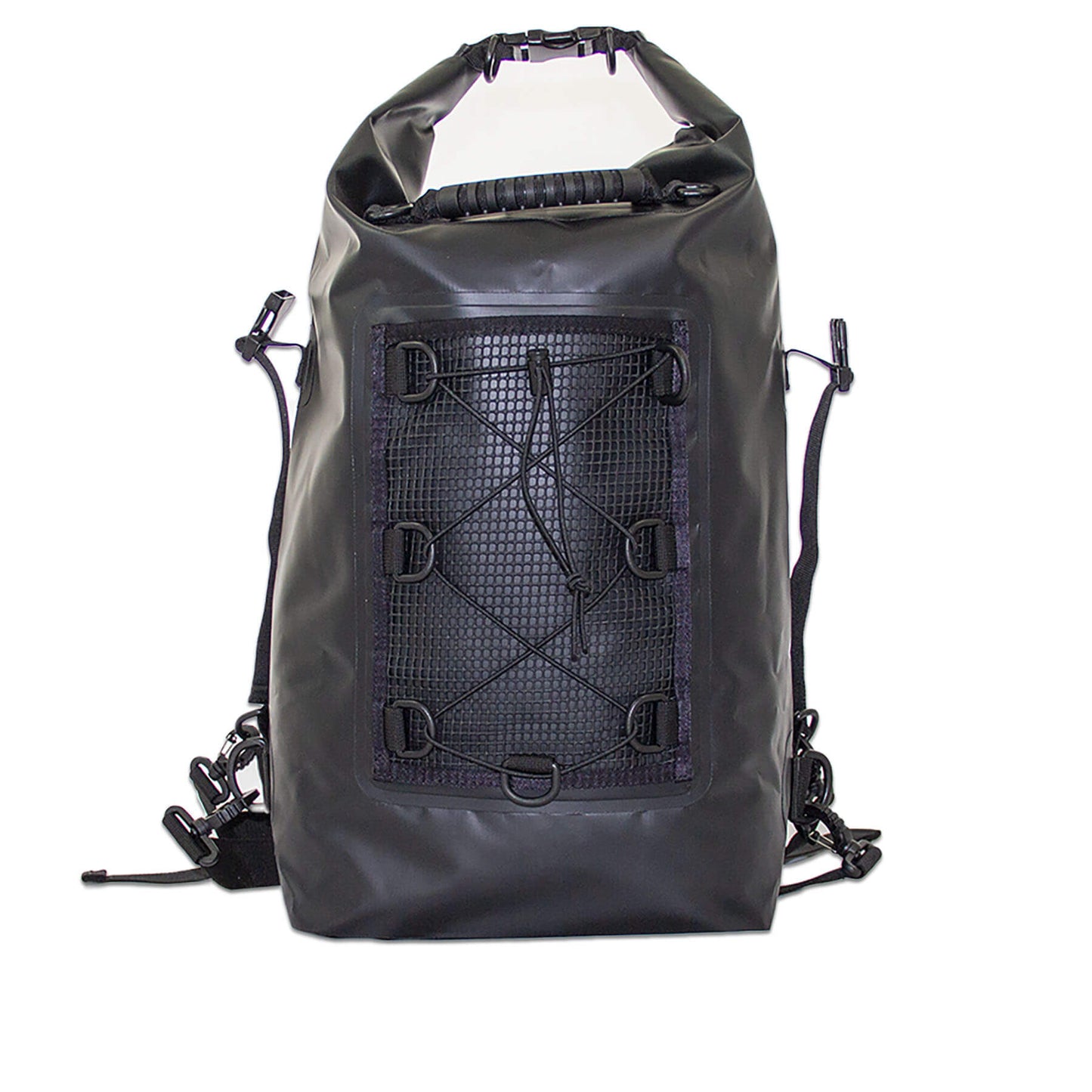 waterproof dry bag backpack 30 litres in black front view