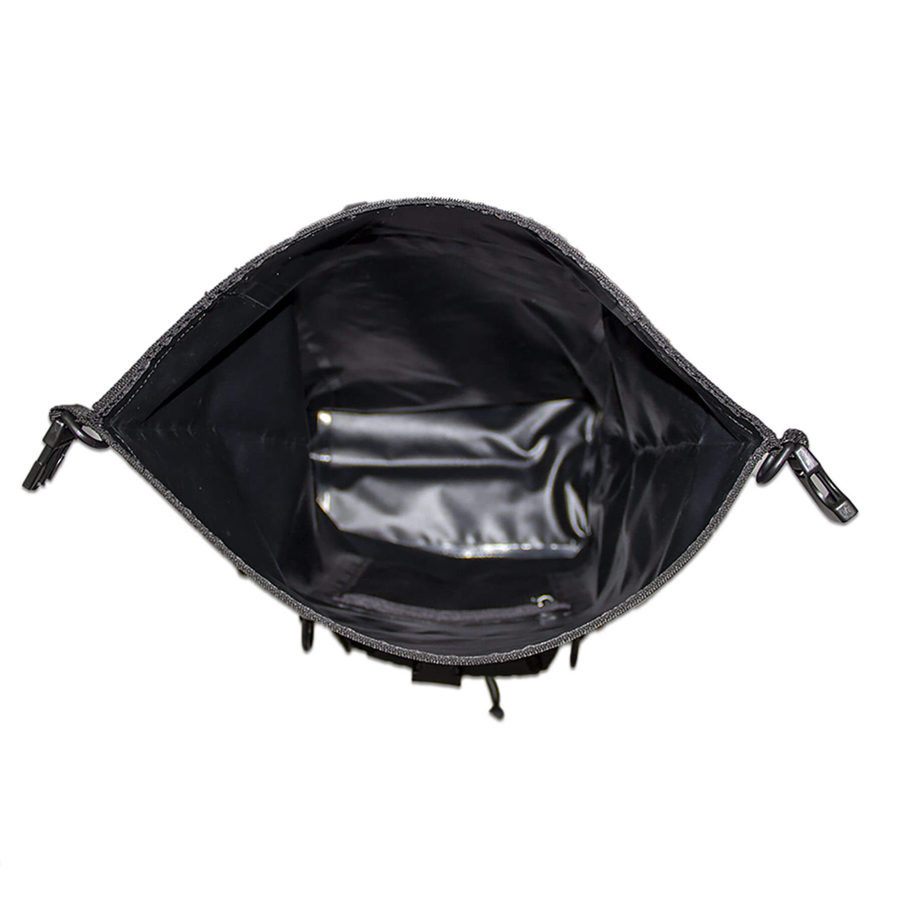 inside view of the large 30 litre dry bag backpack with large inside pocket studio shot
