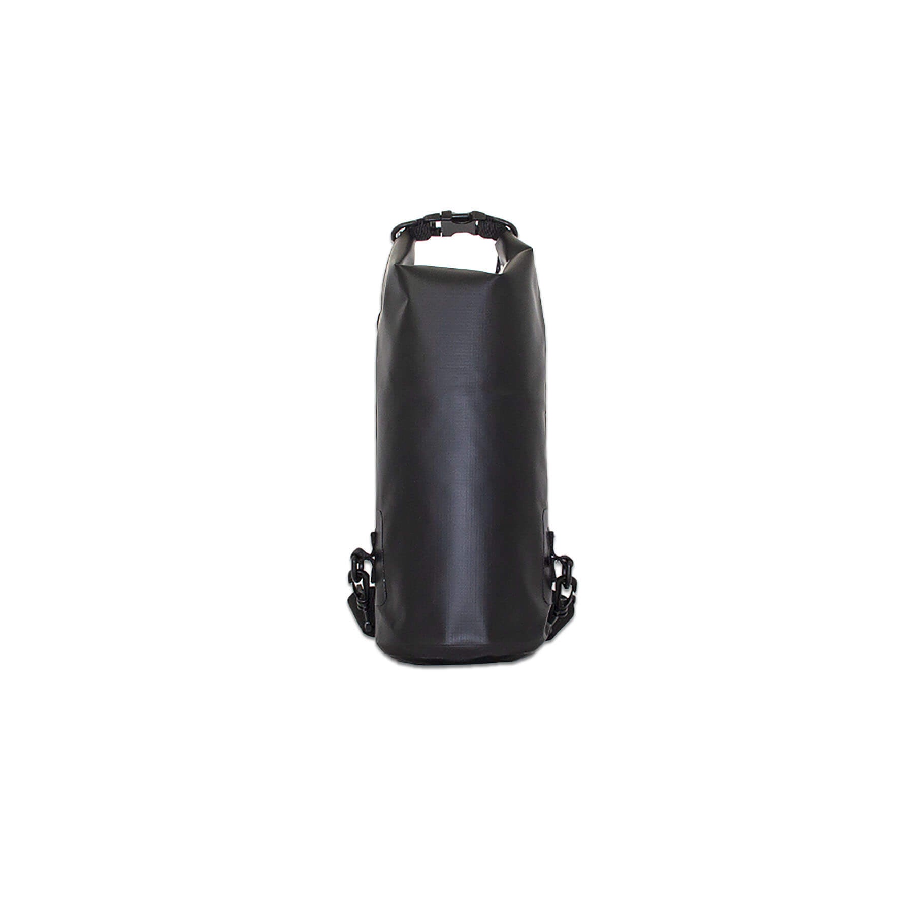 small dry back 5 litres a handy grab size with detachable straps and carabiner in black the view of the front