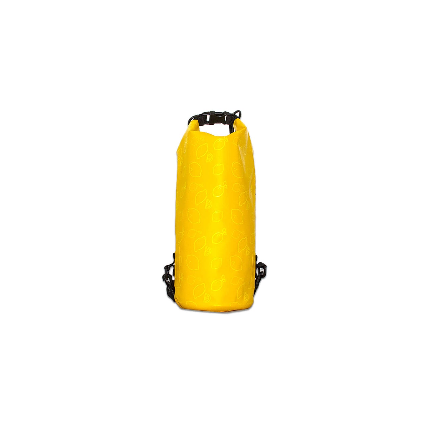 best small and stylish dry bag, 5 litres a handy grab size with detachable straps and carabiner in yellow with lemon print