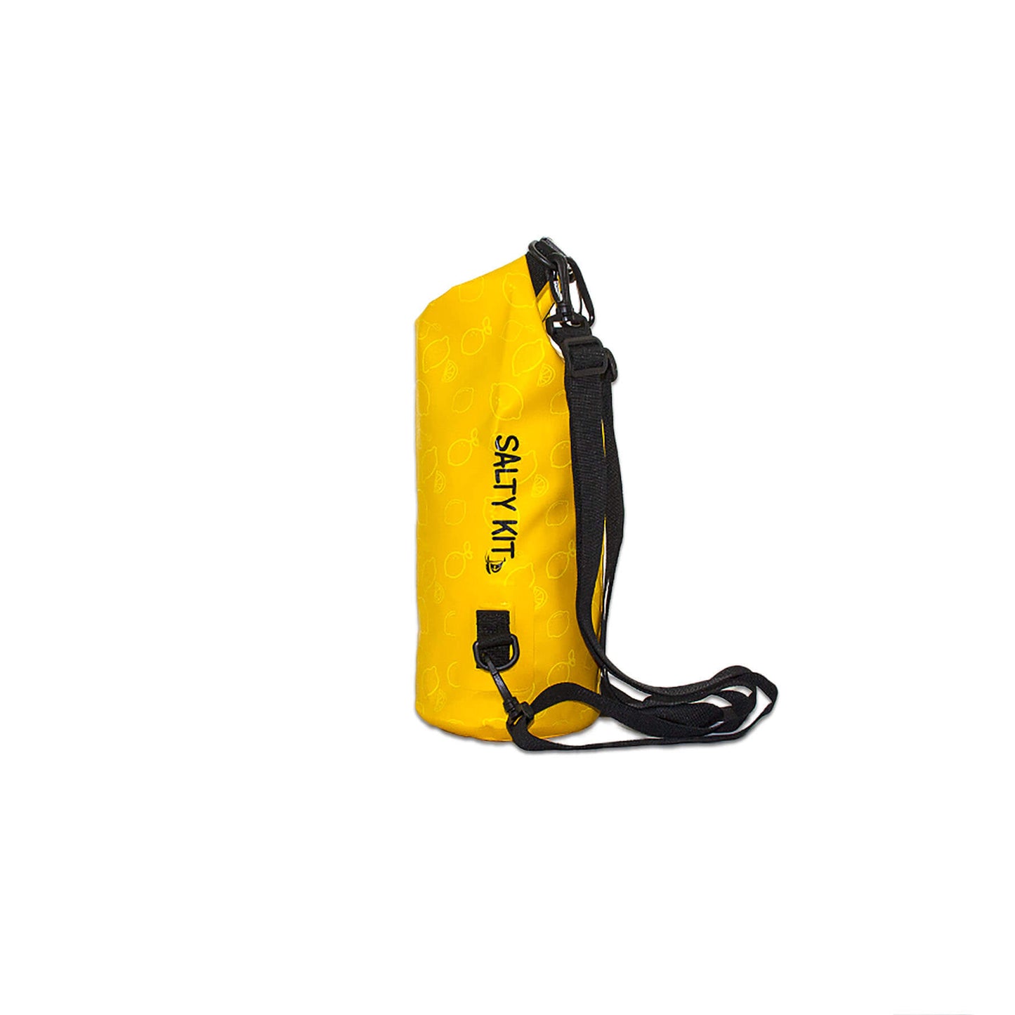 waterproof dry bag 5 litres a handy grab size with detachable straps and carabiner lemonade side view