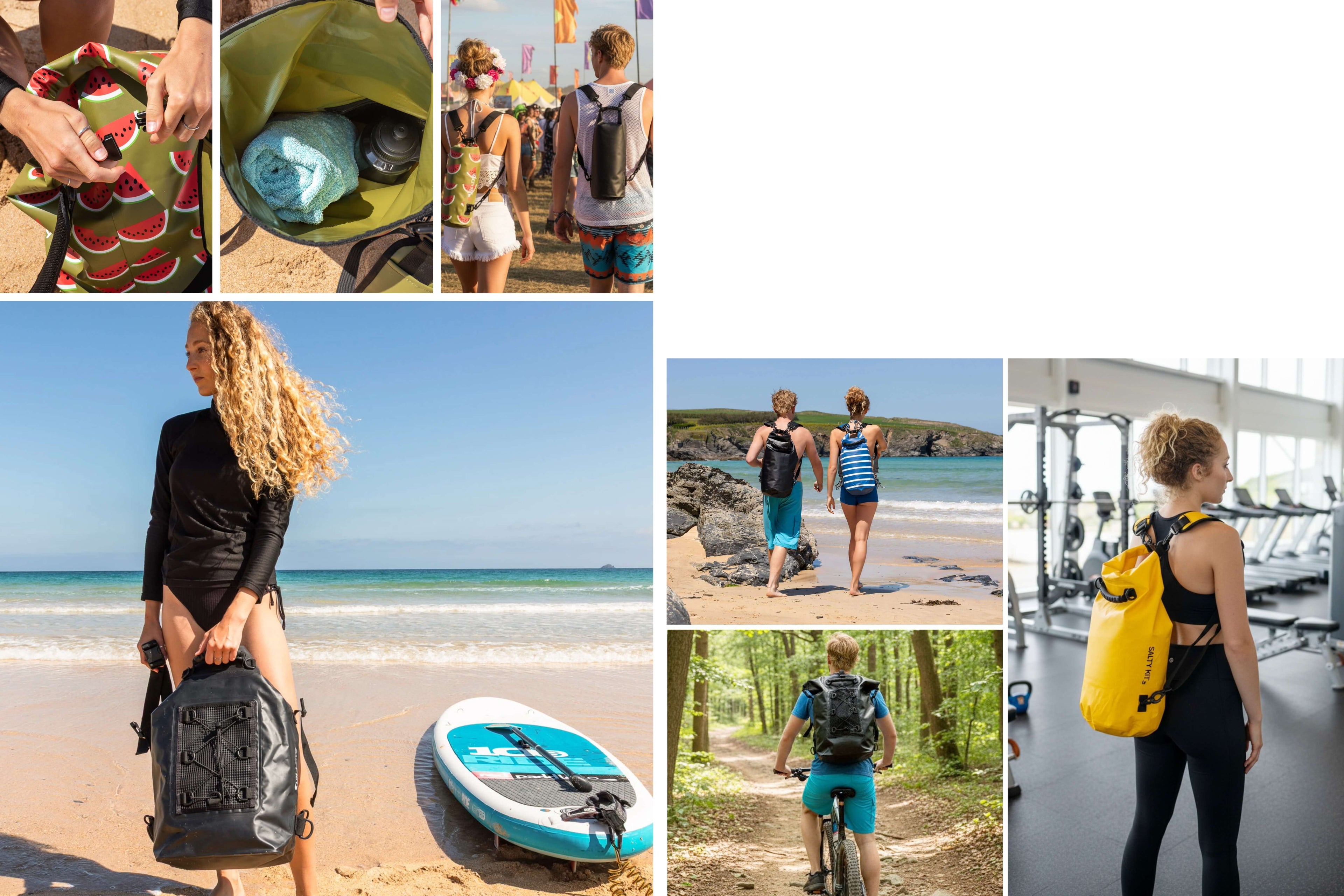 dry bags for festivals, the gym, cycling and water sports 
