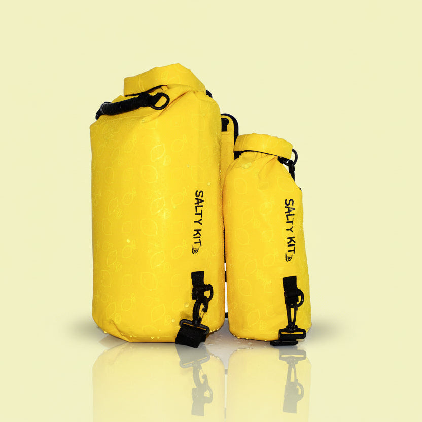studio shot of salty kit lemons dry bags 