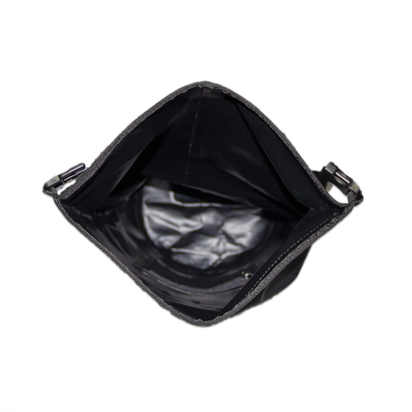 waterproof dry bag 20 litres with detachable comfort straps, D rings and handle in black inside view
