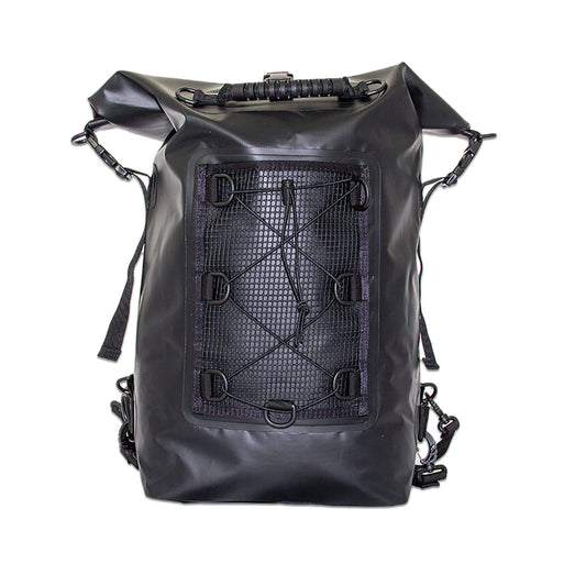 waterproof dry bag backpack 30 litres in black front view