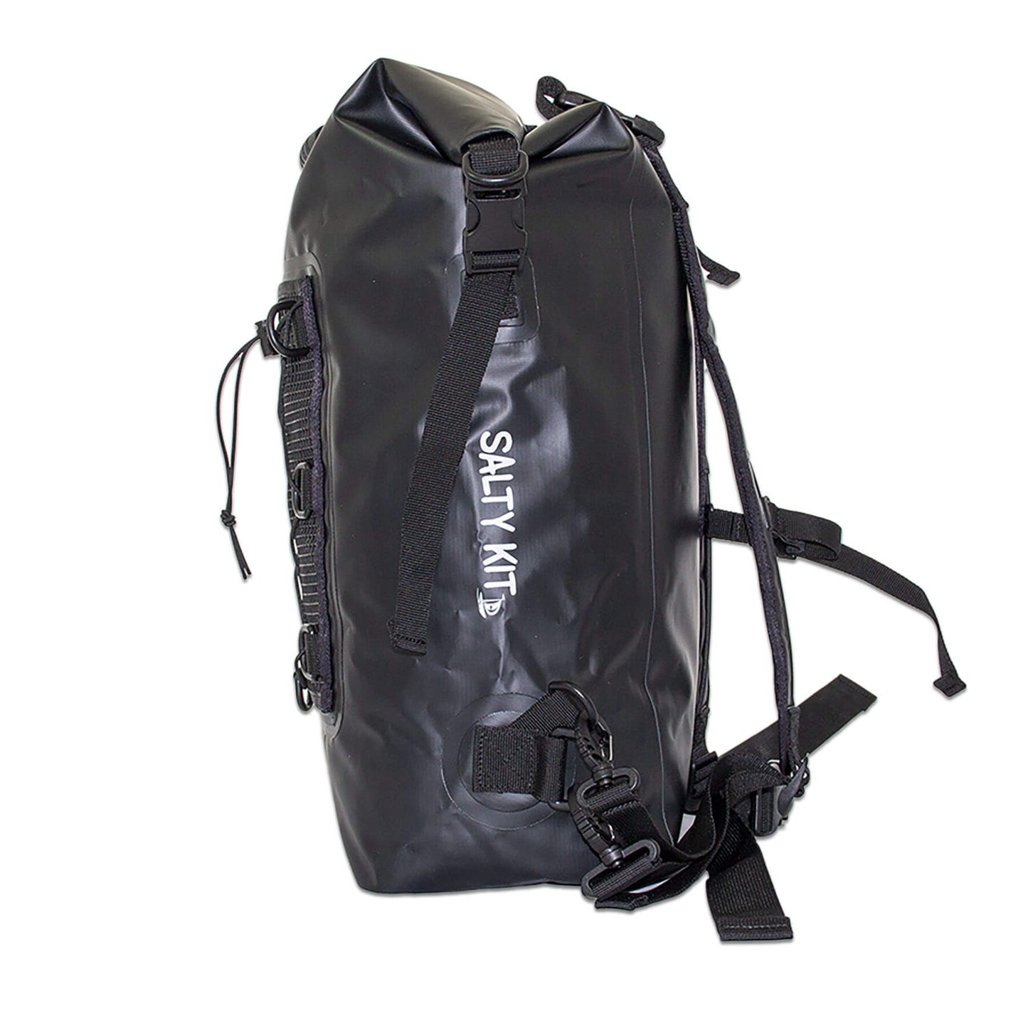 waterproof dry bag backpack 30 litres in black side view