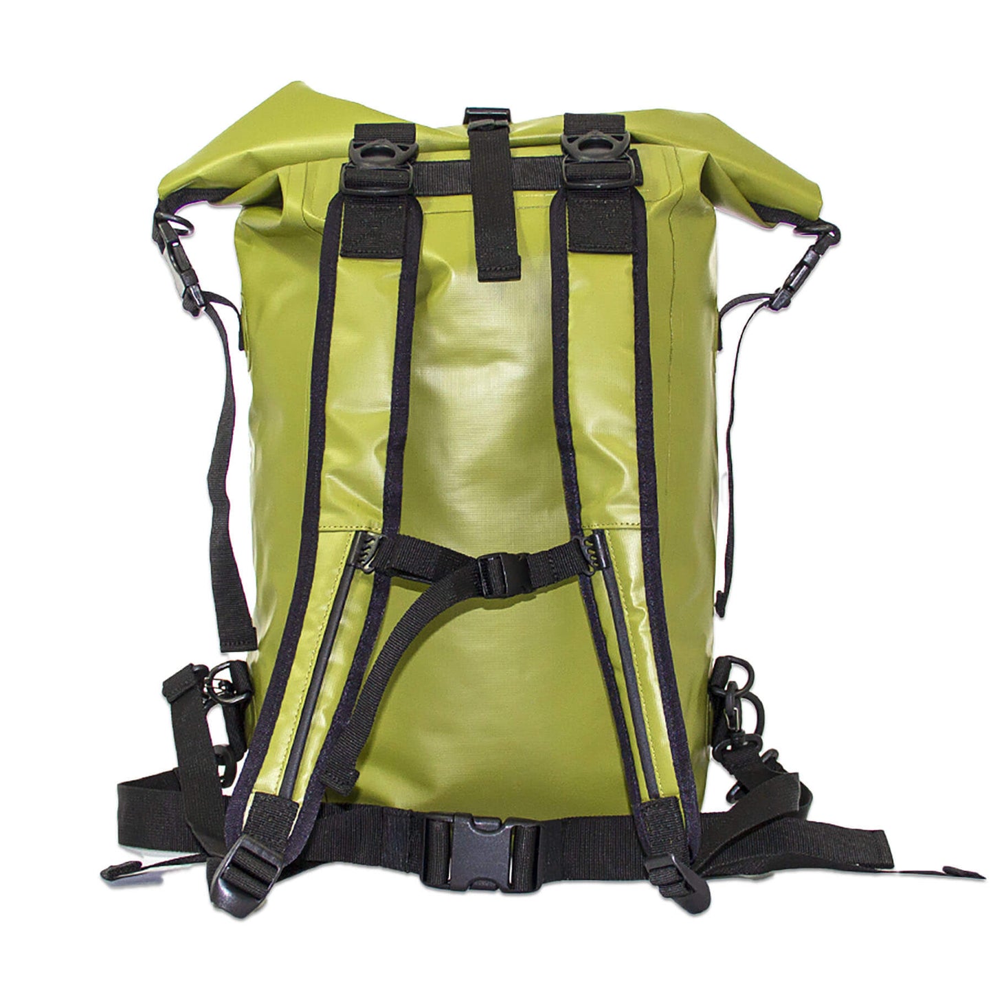 waterproof dry bag backpack 30 litres in olive  back view