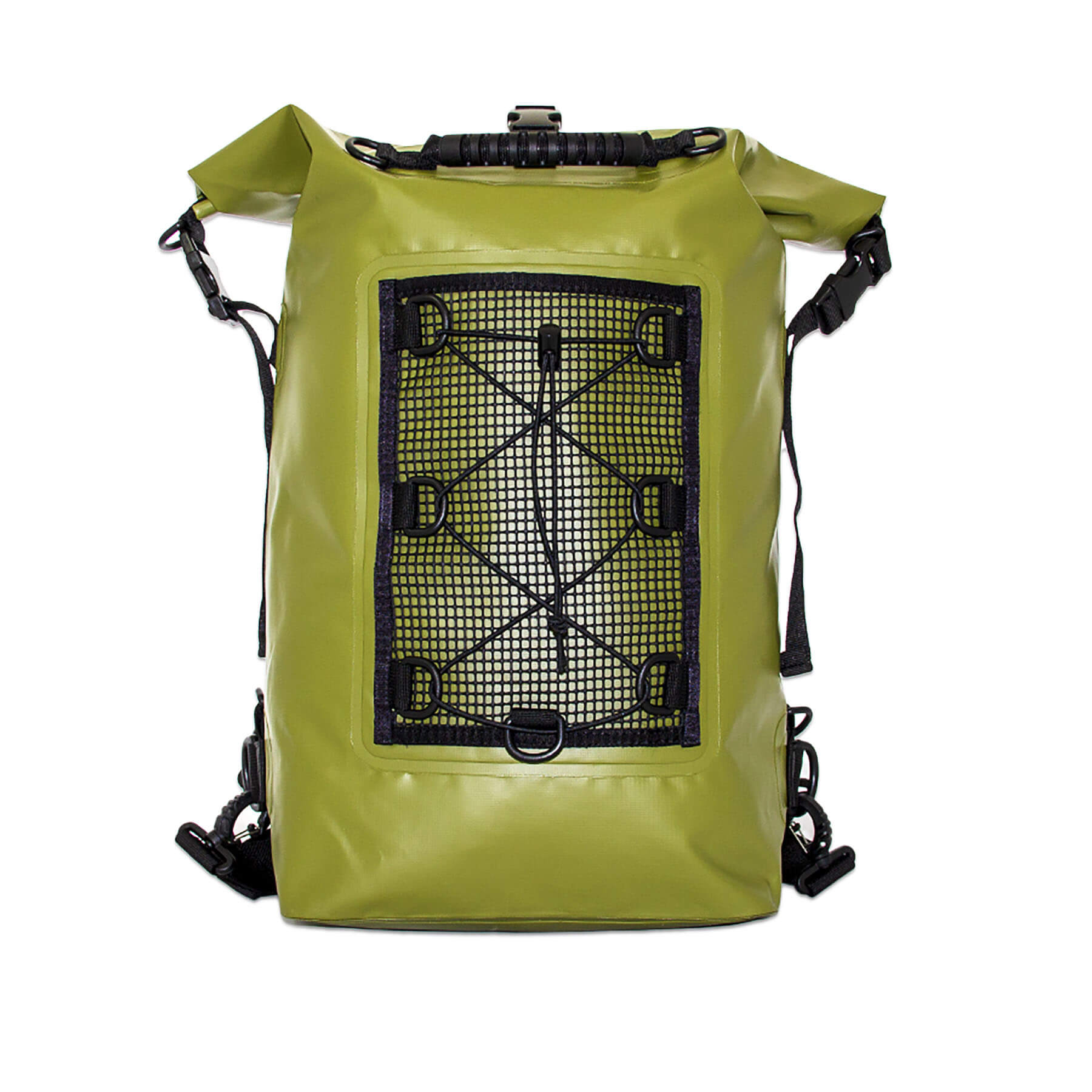 waterproof dry bag backpack 30 litres in olive front view
