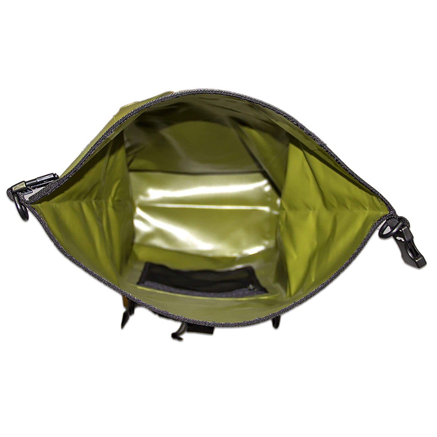 waterproof dry bag backpack 30 litres in olive inside view