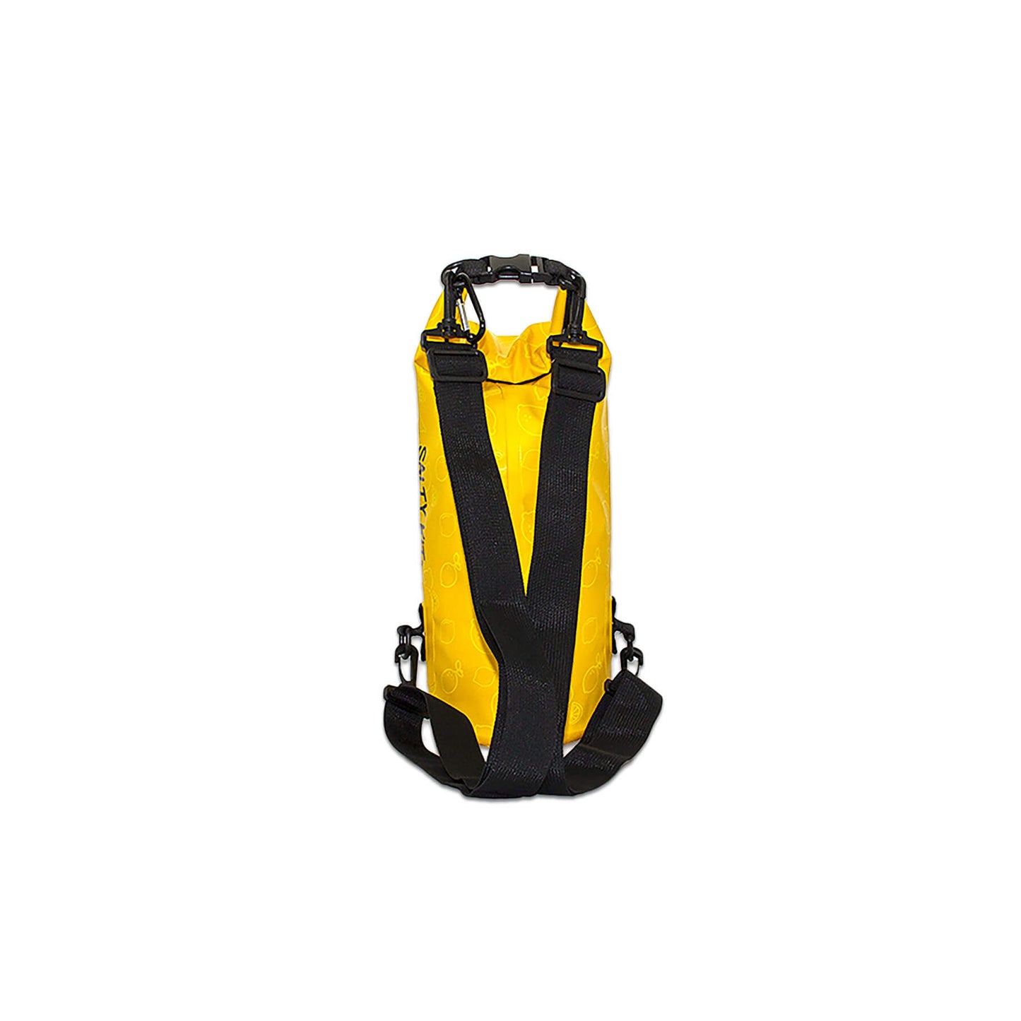 waterproof dry bag 5 litres a handy grab size with detachable straps and carabiner  lemonade back view