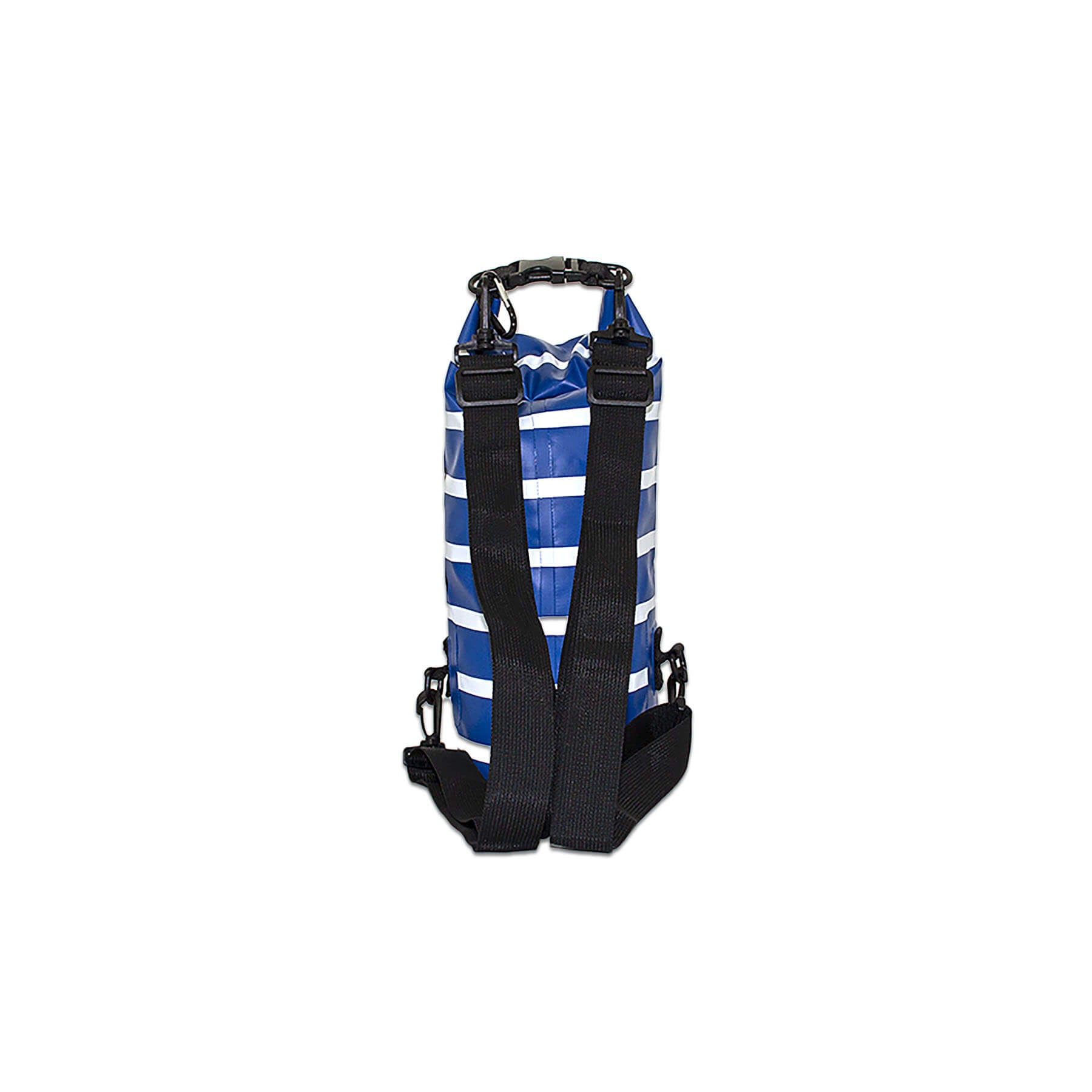 waterproof dry bag 5 litres a handy grab size with detachable straps and carabiner  nautical look back view