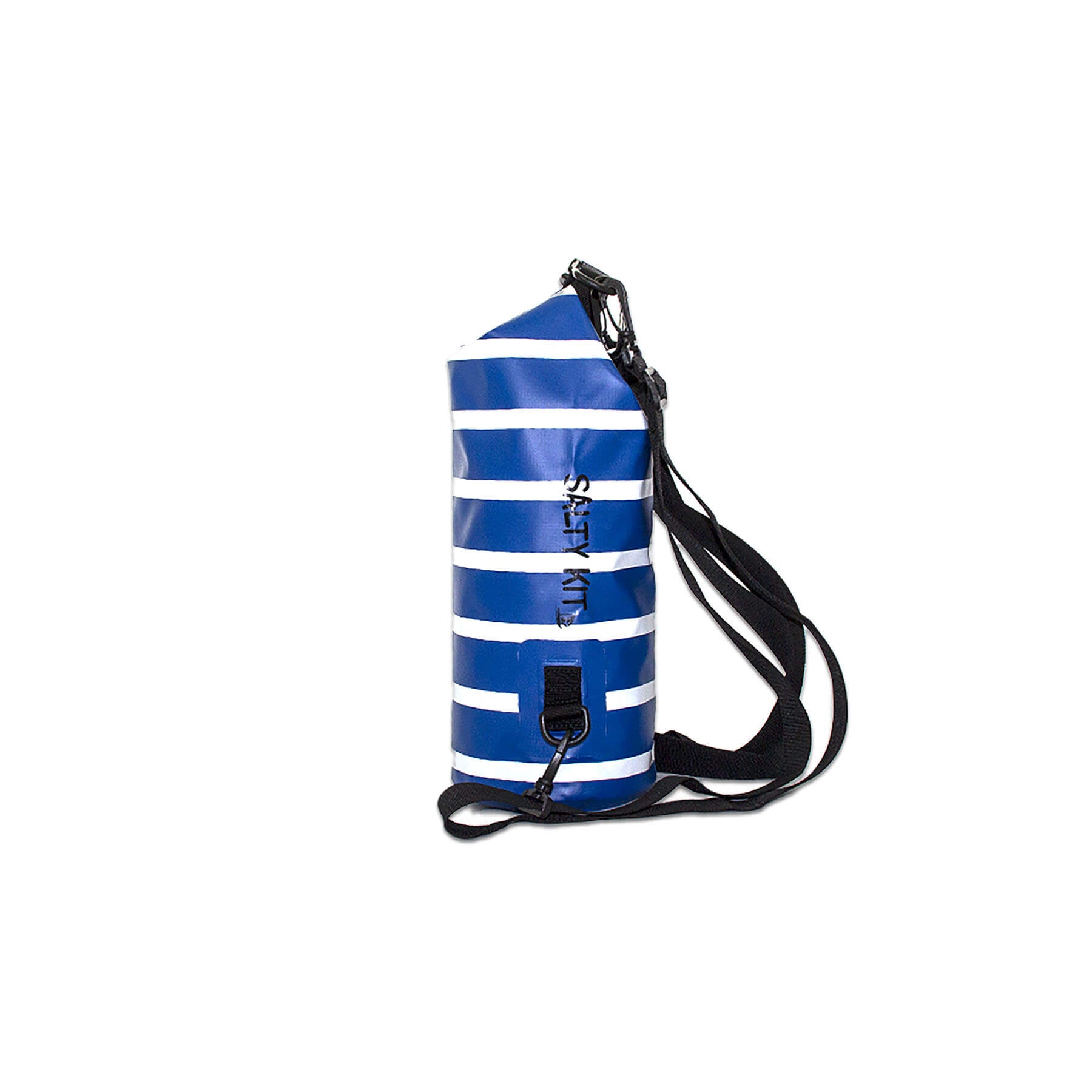 waterproof dry bag 5 litres a handy grab size with detachable straps and carabiner  nautical look side view