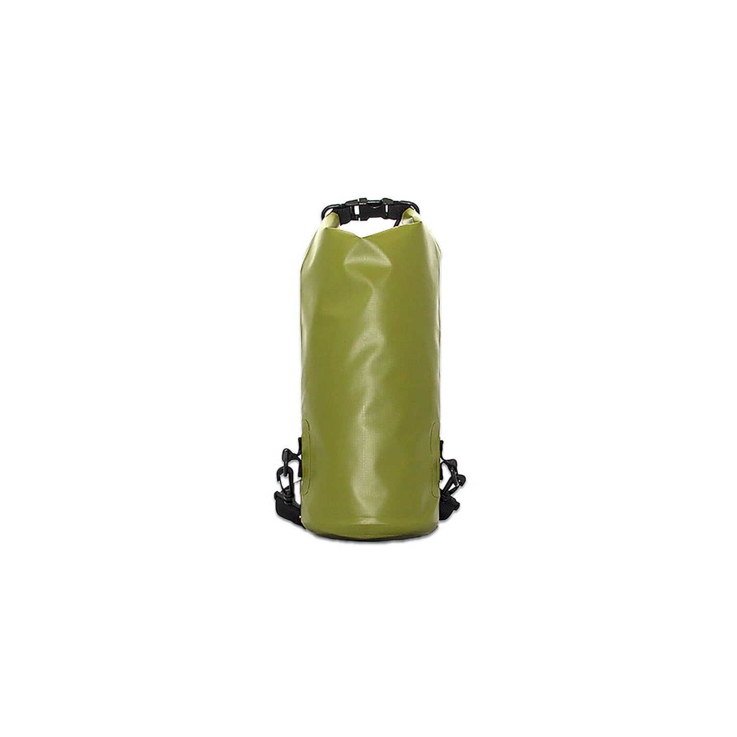 waterproof dry bag 5 litres a handy grab size with detachable straps and carabiner  in olive the front view
