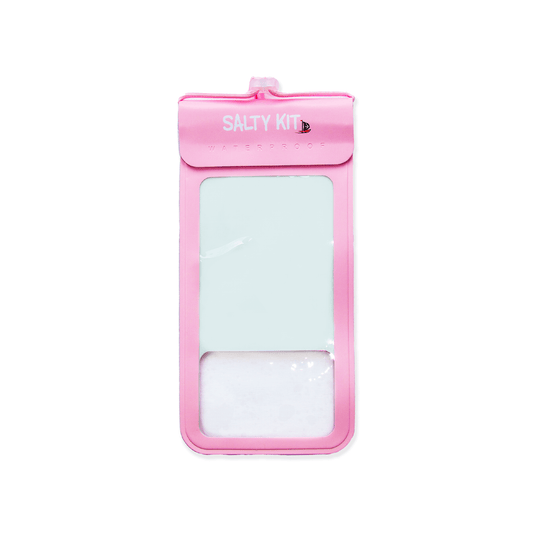 waterproof phone case in light pink with neck strap 